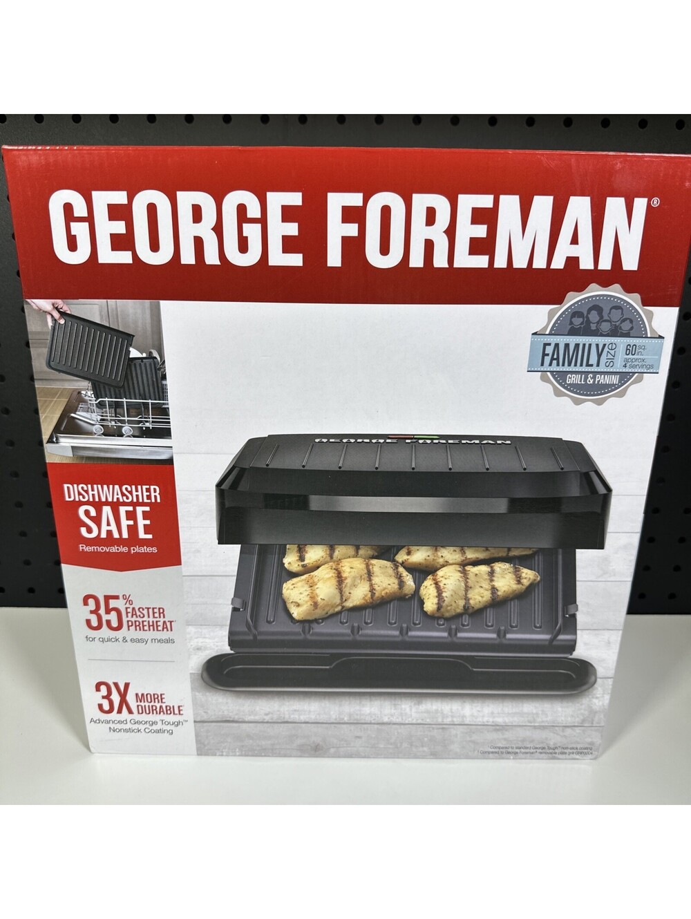 George Foreman GRP1065B 4 Serving Grill Removable Plates Panini Black FREESHIP